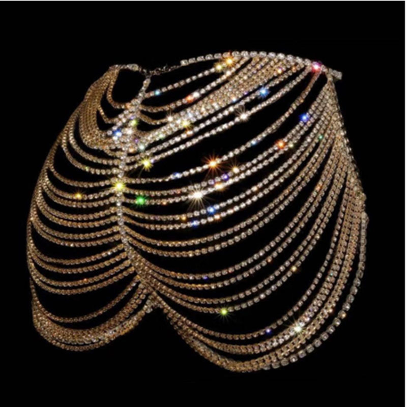Super Flash hueco sexy con diamantes incrustados cadena de la cadera cadena de la joyería del rendimiento del club nocturno Europa y América transfronteriza multi-capa rhinestone cadena del cuerpo