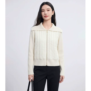 【SF定单】美式轻熟优雅风白鹅绒服装大翻领针织开衫女26秋季上衣