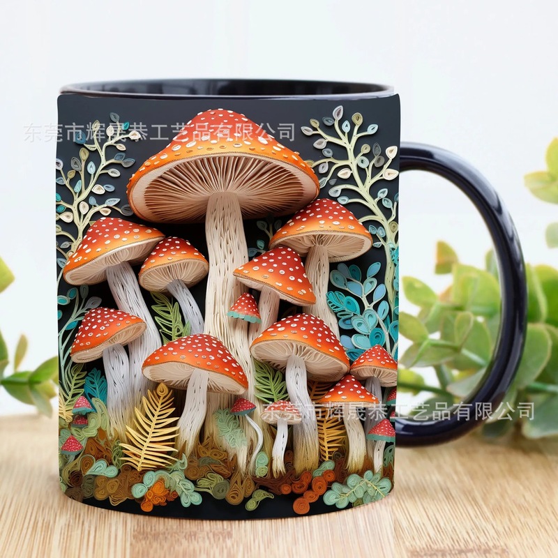国境を越えた新しい陶磁器3dマジックムッシュルームMugマグカップ創造空間多目的マグカップ|undefined