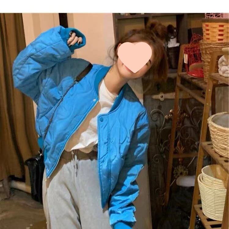 Flower Field Window Cotton Jacket for Women Winter Ins Hong Kong Style Short Baseball Jacket Thick Cotton Coat New Korean Version Jacket Red Coat