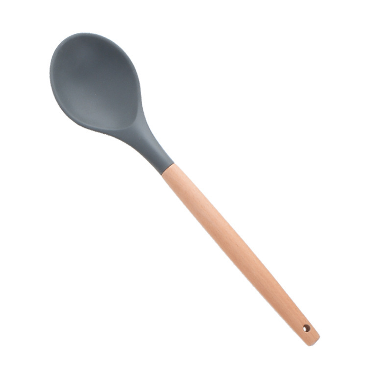 Utensilios de cocina de silicona, mango de madera, juego de 12 piezas, pala de cocina, sartén antiadherente, juego de utensilios de cocina para cocinar y hornear image 10