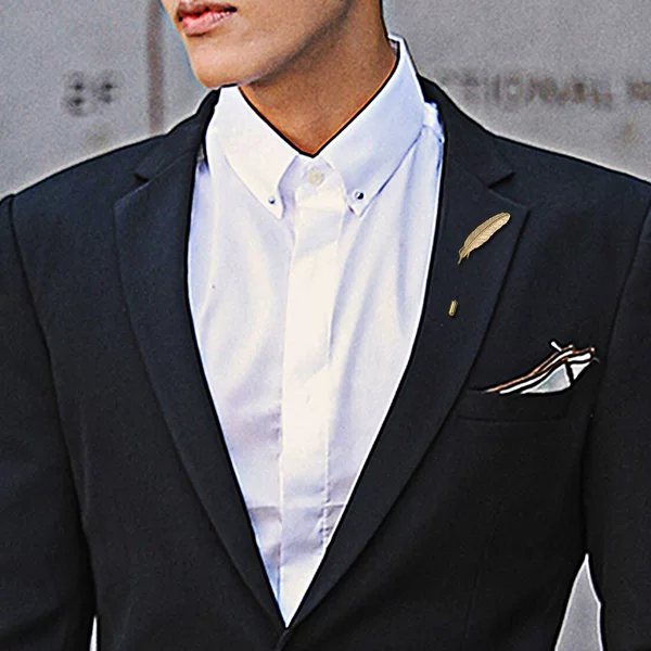 Personalized Fashion Men's Leaf Brooch Business Suit Leaf Pin Metal Accessories Shirt Feather Pin