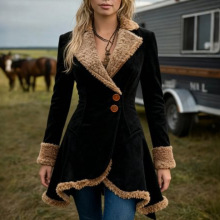 2025皮绒夹克独立站外贸皮毛一体加厚外套女式夹克冬季新品