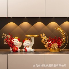 招き猫玄関装飾ホームリビングルームライト高級新築祝い装飾キー収納フロントデスクデスクトップ装飾
