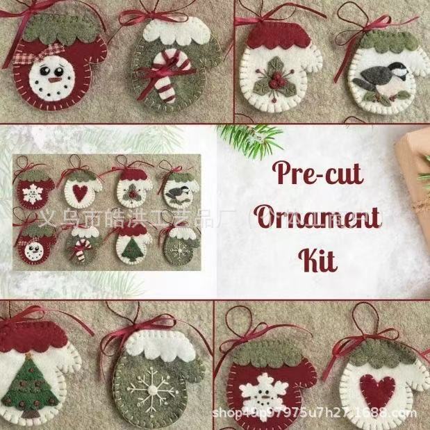 跨境新品Holiday Hearts Ornament Kit 圣诞装饰毛毡diy套件挂件h|undefined