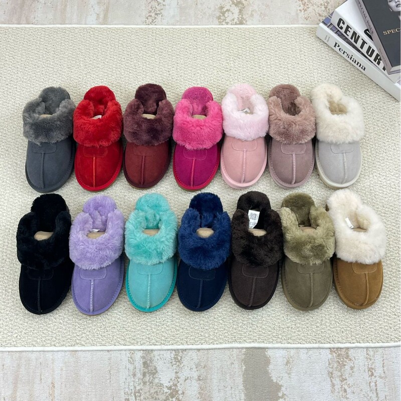 Cross-Border Trade Furry Slippers for Women, Winter Genuine Leather Closed-Toe Home Snow Boots, Half Slippers, Height-Increasing Slippers Cross-Border Trade Furry Slippers for Women, Winter Genuine Leather Closed-Toe Home Snow Boots, Half Slippers, Height-Increasing Slippers