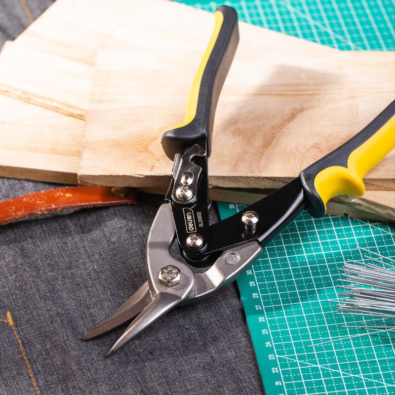 得力(deli)DL20032右头航空剪不锈钢板剪刀铁皮剪子250mm10寸