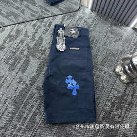 新款克罗十字架牛仔短裤 不卡揽收图片色订货国内一二线品牌批发