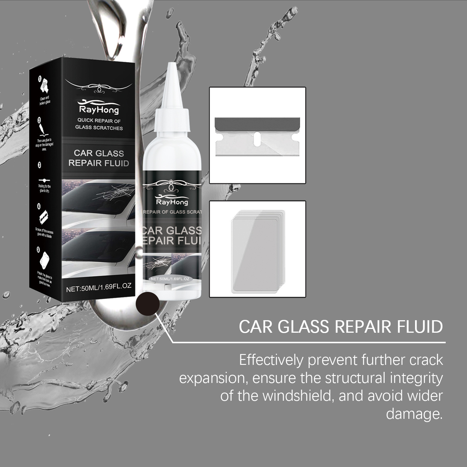 Rayhong Car Glass Care Glue Glass Nano Repair Liquid Quick Care Crack Glass Care Glue
