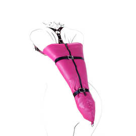 艾斯乐紫红色拉链版紧束单手套情趣紧束手束缚袋禁锢捆绑皮革拘束