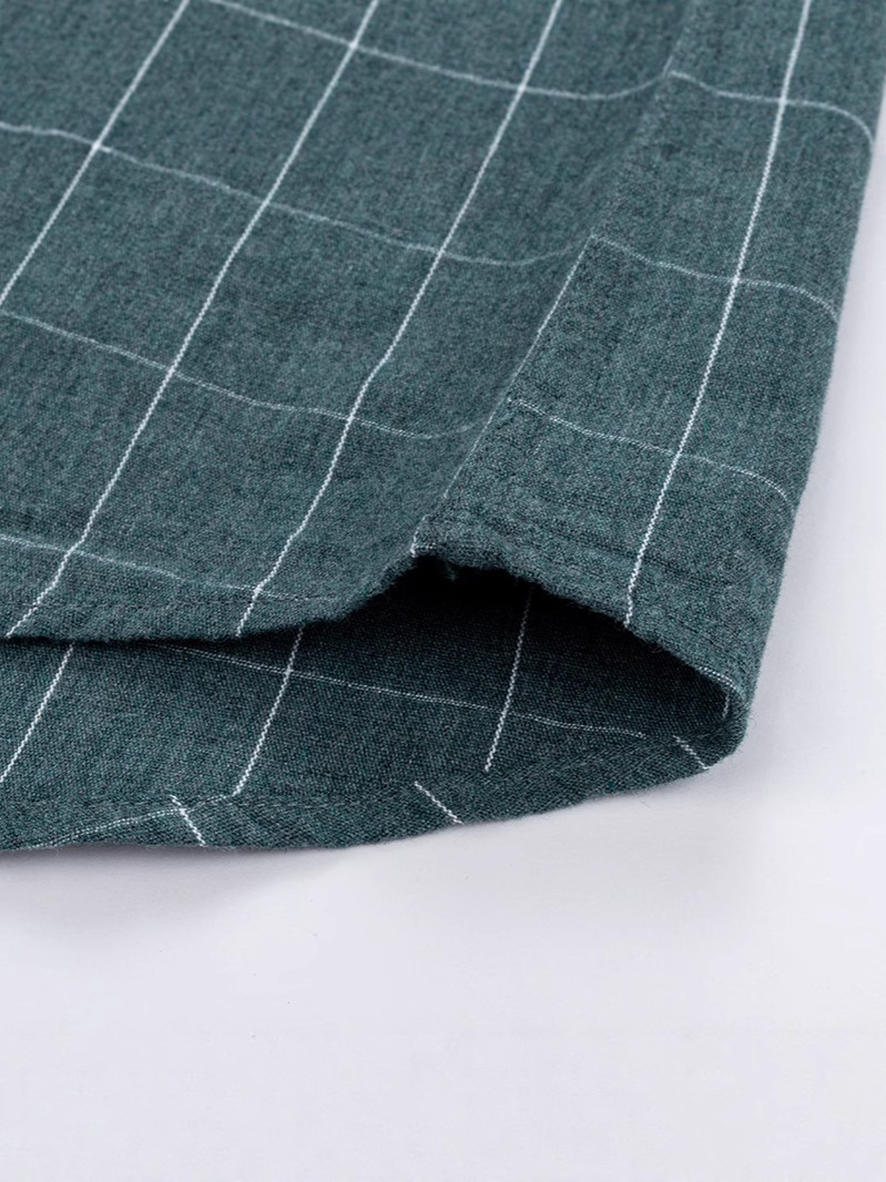 Procesamiento personalizado de algodón hombre de manga larga negocios ocio oxford enzima lavado con agua a rejilla camisa de algodón