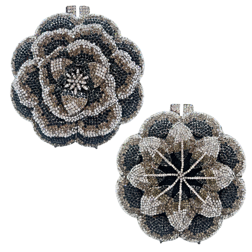 Túi clutch nữ đính đá pha lê kim loại rỗng dự tiệc — Màu hồng nhạt, Màu hồng đậm, Màu tím đỏ, Màu vàng kim chi tiết 4