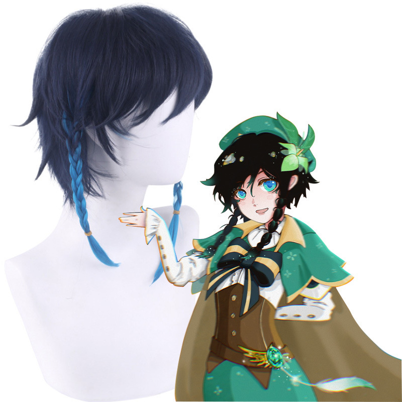 Huafei Wig Genshin Impact Cosplay Wendy Wig Twist Braid Gradient Fake Hair Japanese Anime Wig