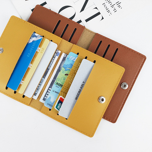 Cross-border multi-color thickened pu leather girls' ID card holder with multiple card slots and large capacity card holder card holder wholesale