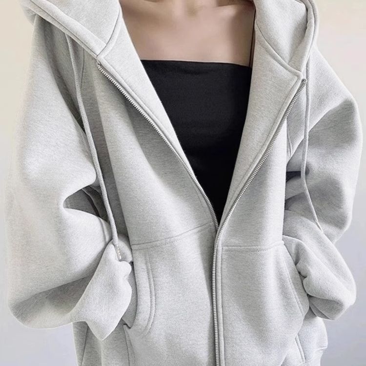 卫衣外套女春秋款2025秋季新款连帽开衫薄款宽松休闲加绒运动上衣|undefined