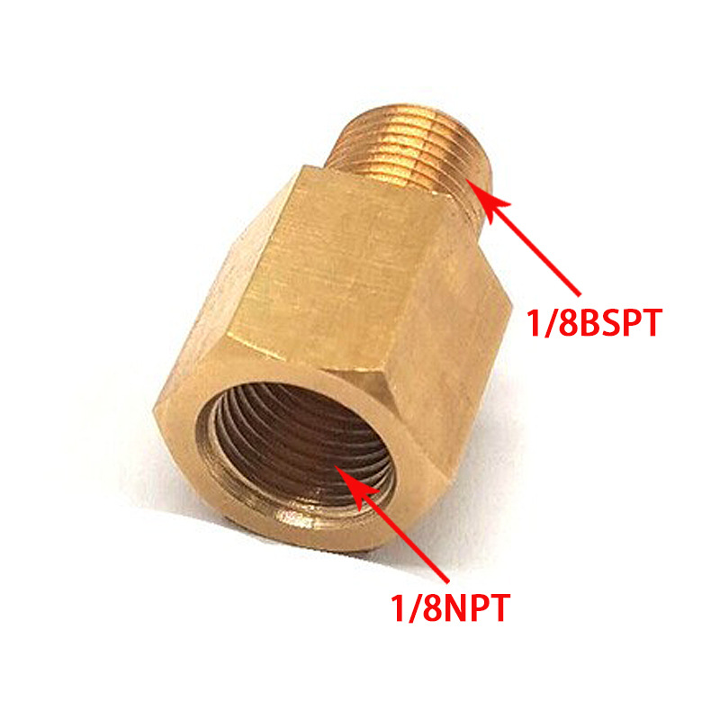 Auto 1/8NPT-1/8BSPT medidor de presión de combustible adaptador reductor de latón adaptador de conversión