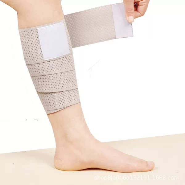 Winding Elastic Sports Pressure Bandage Velcro Protector Running Basketball Leg Strap Men's and Women's Calf Protector Gray