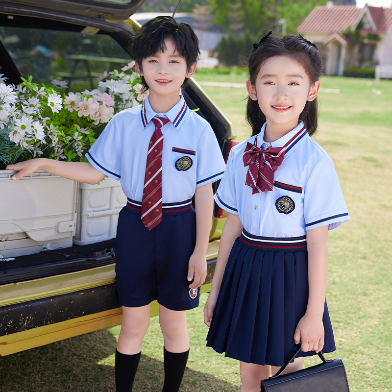 Kindergarten class dress summer cotton garden dress children's chorus dress primary school uniform British style graduation photo