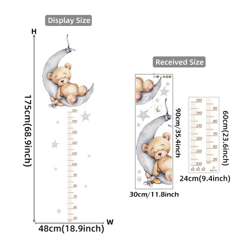Cartoon height sticker sleeping bear wall sticker children's room decoration cross-border BR93031+BR62161