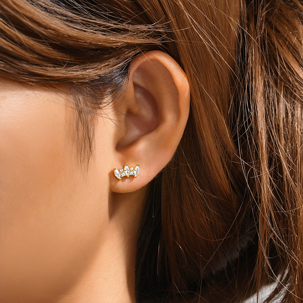 1 Piece Simple Style Flower Plating Sterling Silver Zircon Ear Studs display picture 59