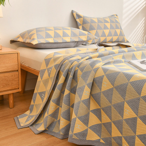 New 100% cotton double layer gauze bed cover 3 layers cotton yarn dyed washable multifunctional cover blanket for all seasons universal cotton bed