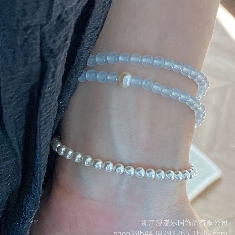 気質最適化海藍宝藍玉髄天然真珠二重手串百合は清新気質手飾り女をかぶっている|undefined