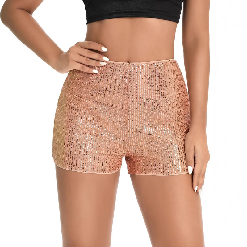 2026 Amazon European and American Fashion Multi-Color Sequined Slim-Fit Hip-Lifting Hot Pants Sexy Straight Shorts
