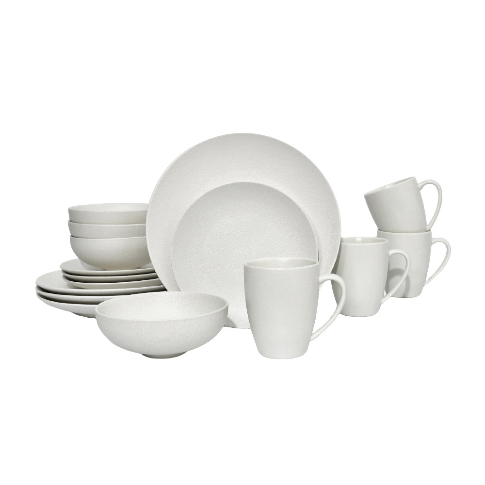 Juego de vajilla blanca mate para hogar, 16 piezas, vajilla para hotel image 1