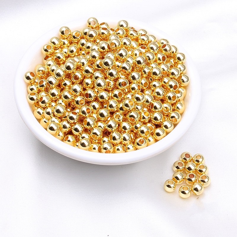 14K包金铜珠保色散珠圆珠diy手工制作项链手链饰品配件银色材料批