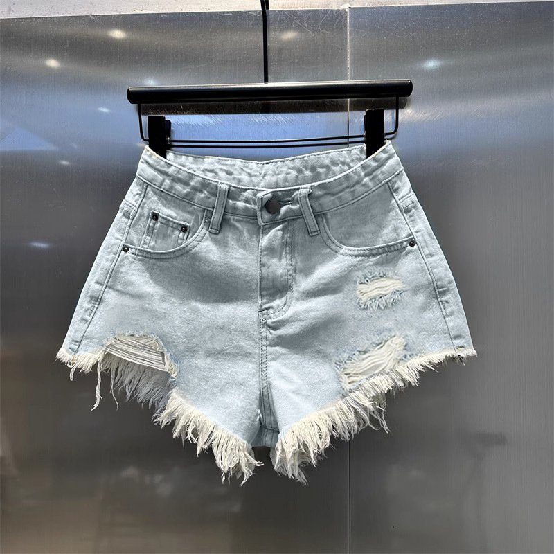 Spice Girl Retro Irregular Old Hole Denim Shorts Women's Summer Low Waist Design Three-point Pants Niche Hot Pants