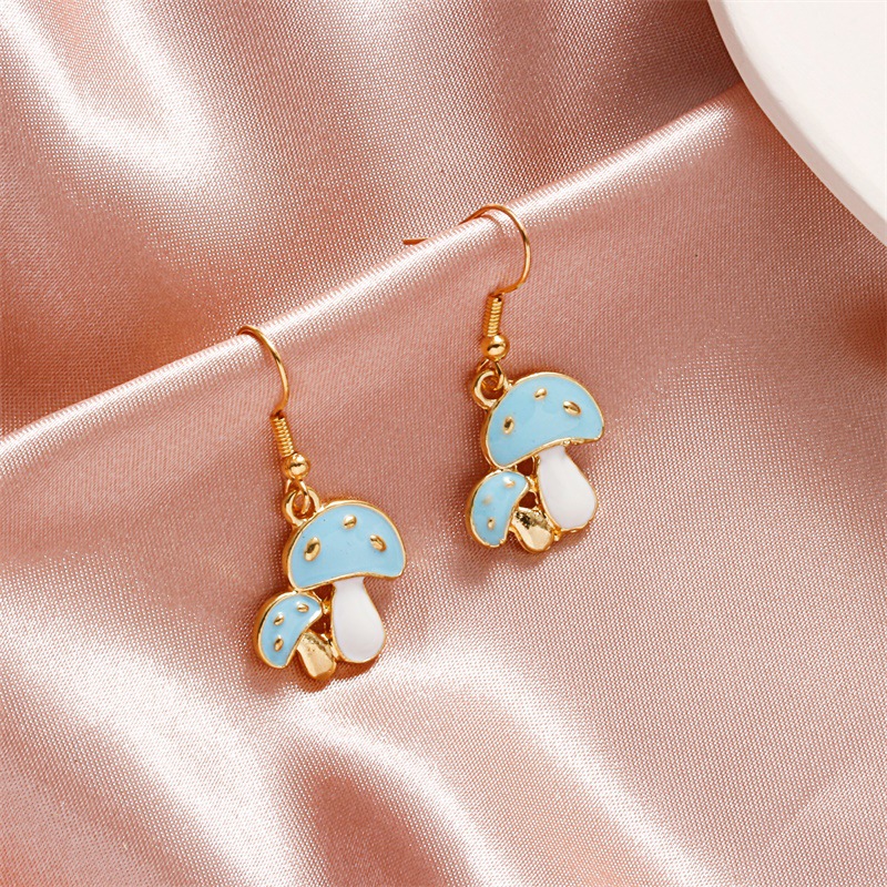 Europe And America Creative Fun Mushroom Earrings For Women Ins Style Cute Colorful Oil Necklace Small Mushroom Earrings Earrings Popular Sale display picture 8