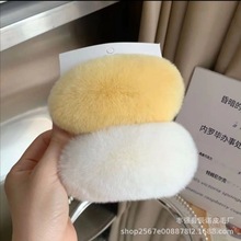 ins夹子毛毛发卡韩国超仙毛绒发饰真獭兔毛超大可爱皮草bb卡边夹