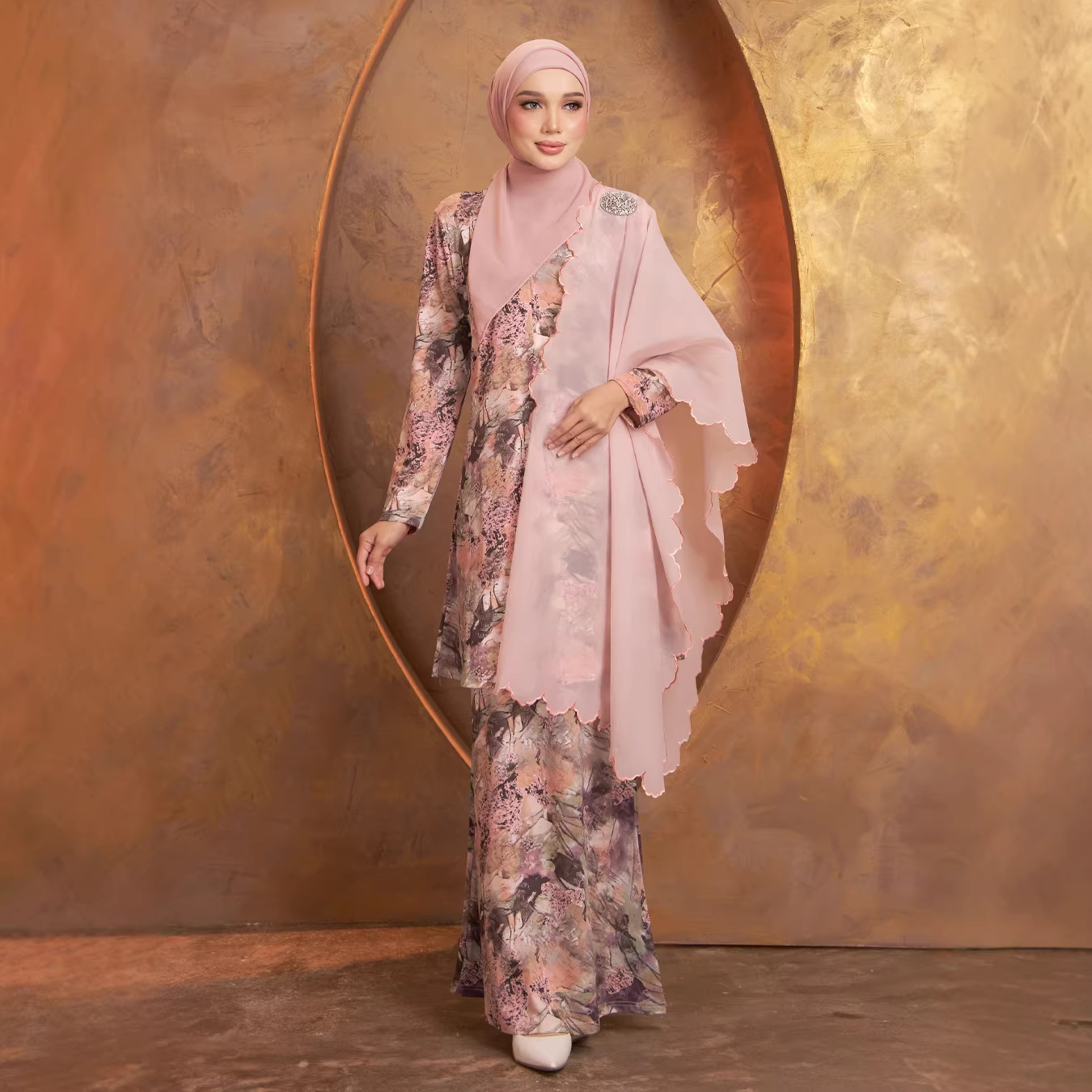 Modest Muslim Maxi Dress – 3D Floral Print Long Sleeve Abaya Dress For Women (S-5XL, Breathable Polyester Blend, Prayer & Daily Wear)_voghion.com