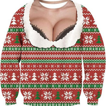 圣诞节新款动物系列圆领卫衣男数码印花秋冬款圣诞树休闲长袖衫女