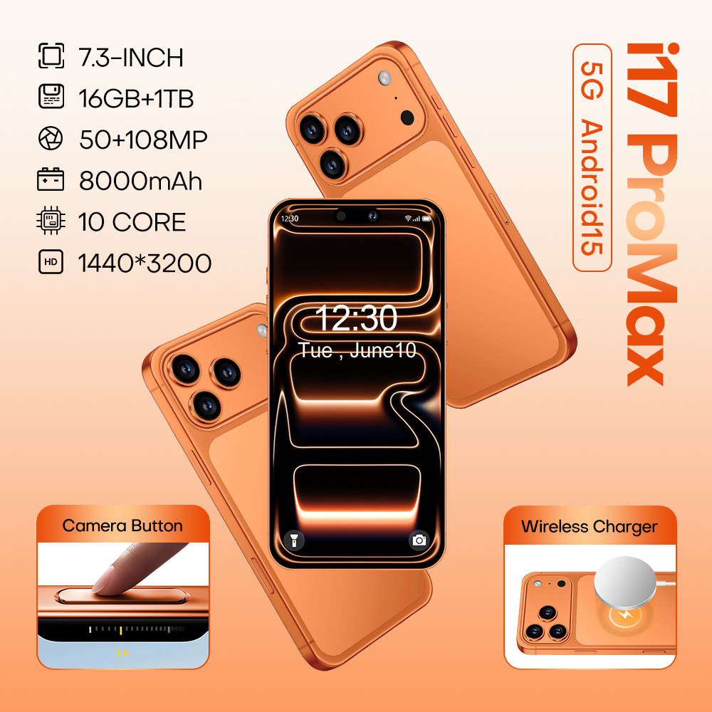 New Cross-Border I17 Promax Android 16+1t Smartphone 7.3inch Exclusively for Export Trade, Can Be Shipped from the Source