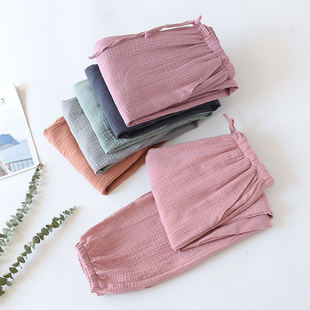Spring and Summer Women's Loose Cotton Gauze Leggings New Casual Pants Women's Pure Cotton Slimming Home Pants Pajamas