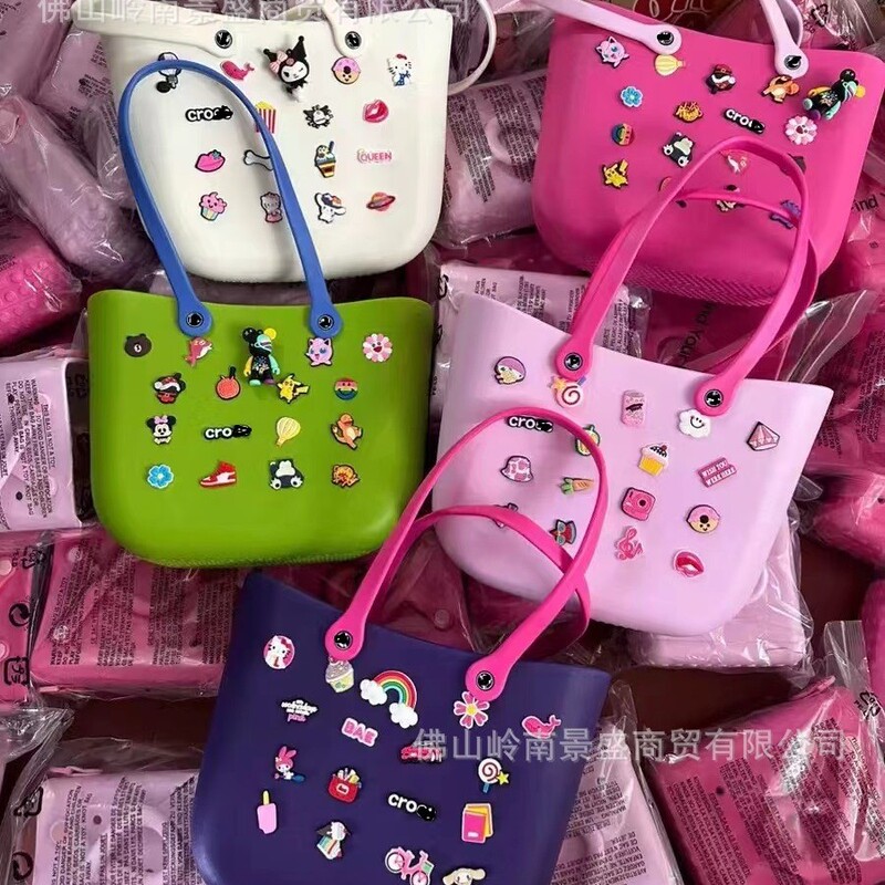 Cross-Border Handbag Beach Bag Vegetable Basket Portable Eva Hole Bag Handbag Eva Beach Bag Handbag Pendant