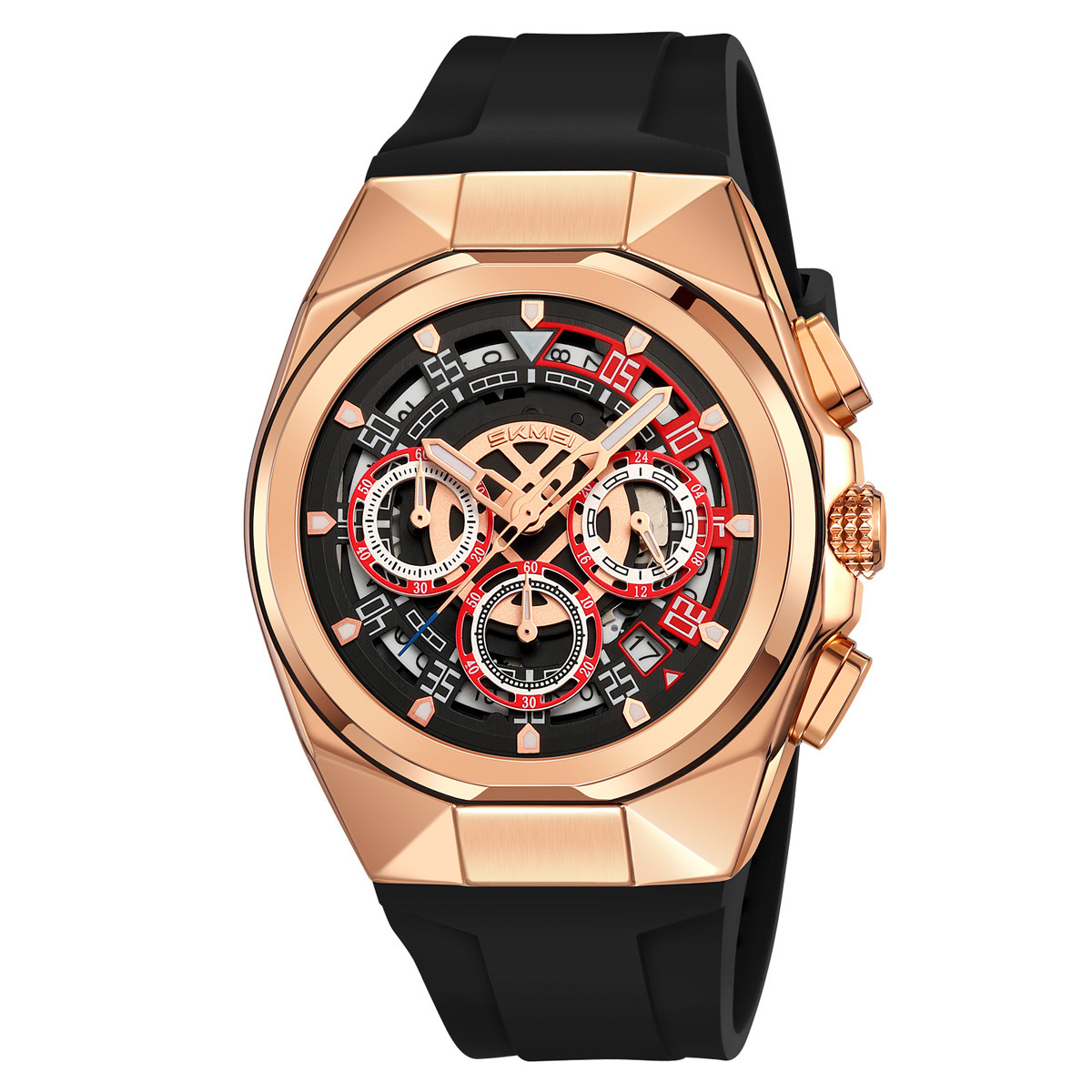 Momento de belleza para hombres cronógrafo multifuncional silicona calendario impermeable relojes de pulsera relojes de cuarzo puntos transfronterizos al por mayor