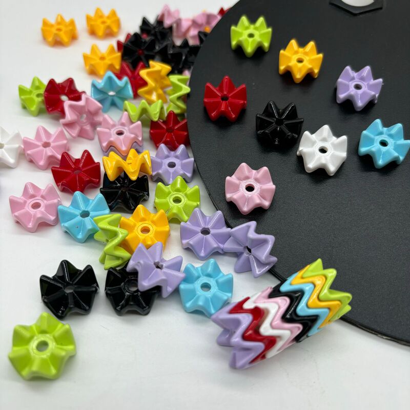 Acrylic Wave Pattern Jenga Colorful Paint Keychain Snowflake DIY Jewelry Small Accessories Material Wholesale