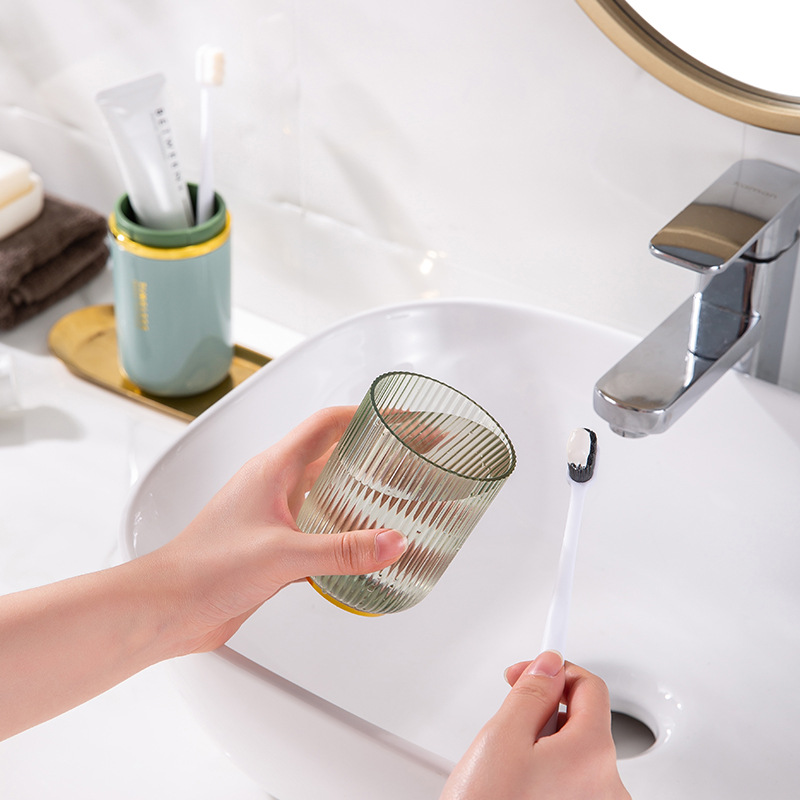 Nuevo hogar chapado en oro enjuague bucal taza traje pareja conveniente viaje cepillo de dientes caja pasta de dientes almacenamiento viaje de negocios traje de lavado