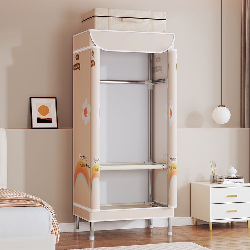 Simple Wardrobe for Home Bedroom, Fully Enclosed with Zipper, Oxford Cloth Reinforced, Sturdy and Durable, Steel Pipe, Rental Room