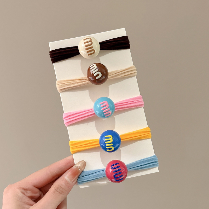 Cuerda para el cabello linda para niños Cuerda para la cabeza de color caramelo Anillo de toalla para niñas La banda elástica no daña el cabello