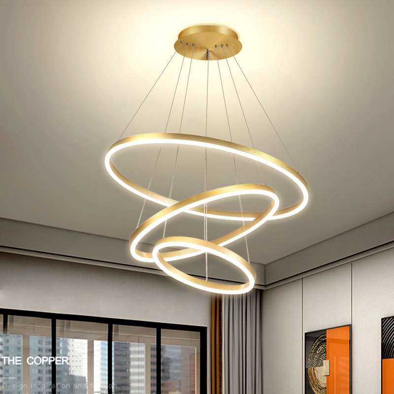 Lámpara de Techo para Sala de Estar, Iluminación Moderna Minimalista, Estilo Zhongshan, Lujo Ligero, Lámparas Nórdicas Creativas de Anillo, LED para Dormitorio, Bar, Restaurante