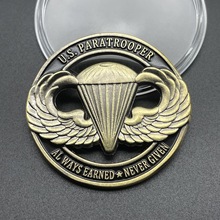 立体浮雕镂空天使纪念币 美国空军纪念币空降师硬币收藏军迷外币