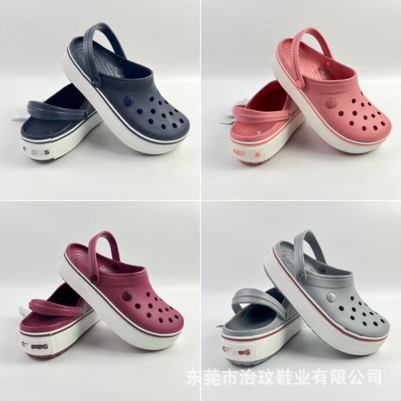 Women's Croc Shoes Thick-Soled Caloban Summer New Rainbow Heightening Anti-Slip Soft-Soled Beach Breathable Sandals