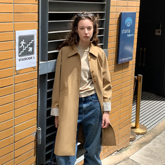 MOXI 十三行女装2025秋季新款韩系高级感翻领长款女式风衣外套女