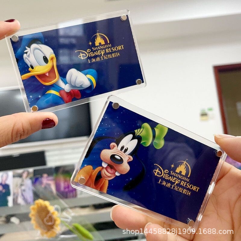 Disney Tickets DIY Refrigerator Magnets Acrylic Magnetic Photo Frames Travel Photo Wall Small Cards Polaroid Display Frames