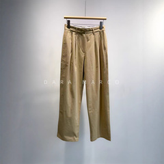 设计师vintage~经碘版直筒高腰宽松卡其色休闲裤女早秋松弛高J感