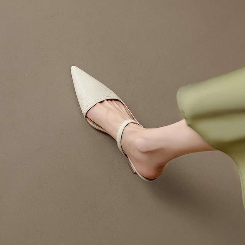 Mint Mambo Stylish Small Size New Arrival One-Strap Closed-Toe Mule Sandals for Women, Summer Outdoor Wear, Pointed Toe Kitten Heel Shoes