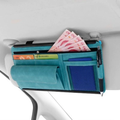 Bag Leather Id Bill | Car Glasses Clip/Bill Clip - blue-8018-glasses-case-suede